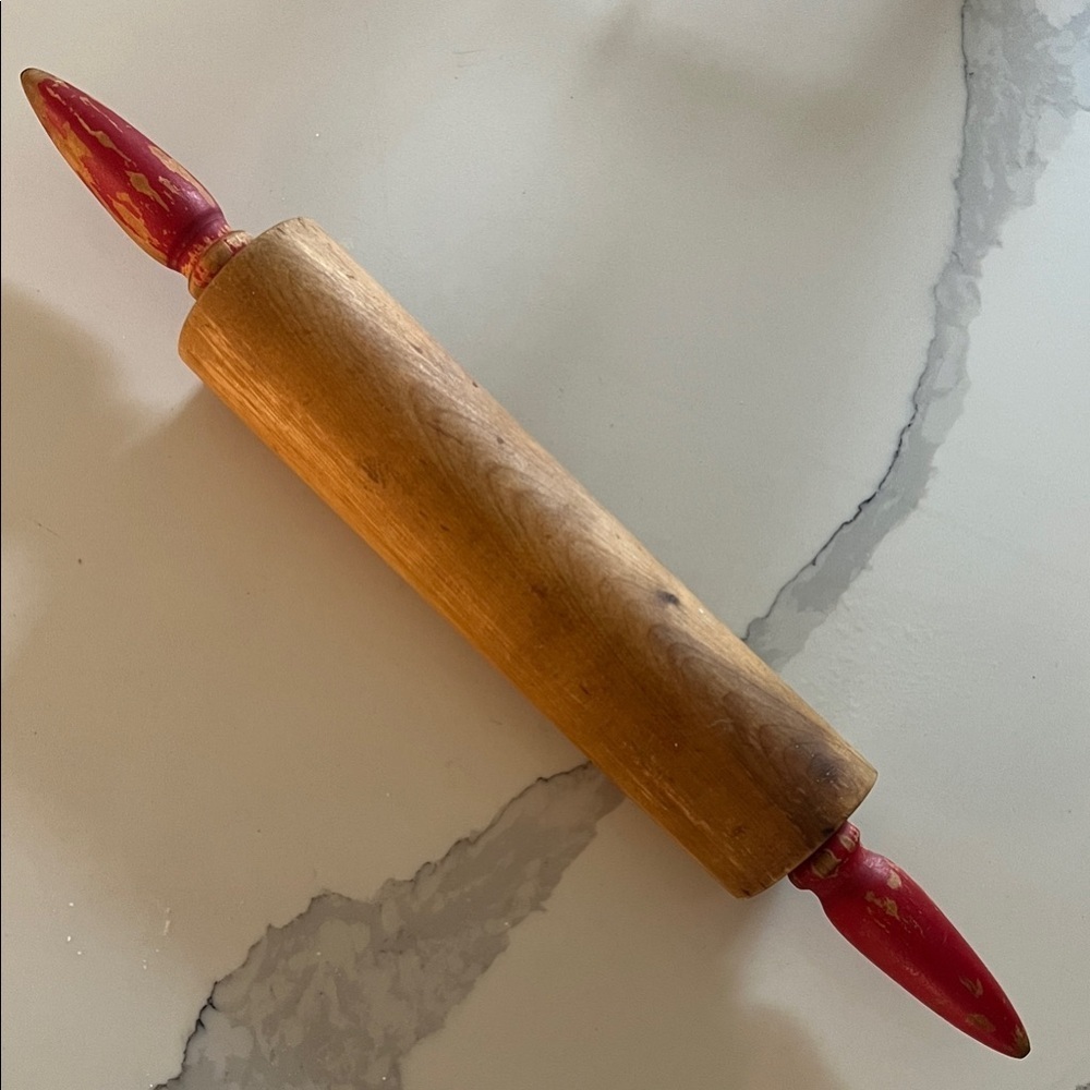 Vintage Red and Brown Rolling Pin